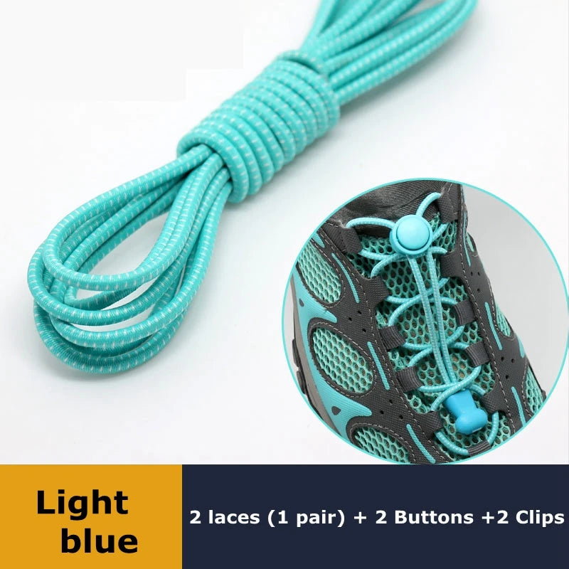 1Pair Shoelaces for Sneaker Elastic No Tie Shoe Laces Stretching Lock Lazy Laces Quick Rubber Shoelace Round Shoestrings