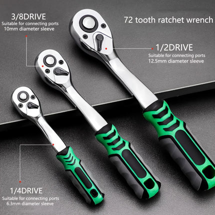 1/4 inch Ratchet Socket Wrench Set, Mechanic Tool Kit and Sockets Set with Quick Release Reversible Ratchet Handle and Extension