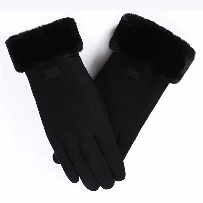 New Fashion Gloves Autumn Winter Cute Furry Warm Mitts Full Finger Mittens Women Outdoor Sport Female Gloves Screen