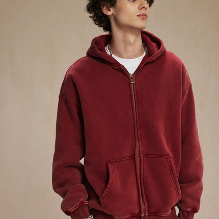 Batik fleece zippered hoodie