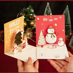5/1PCS 3D Pop UP Christmas Greeting Cards with Envelope Friend Family Blessing Postcard Birthday New Year Christmas Decoration