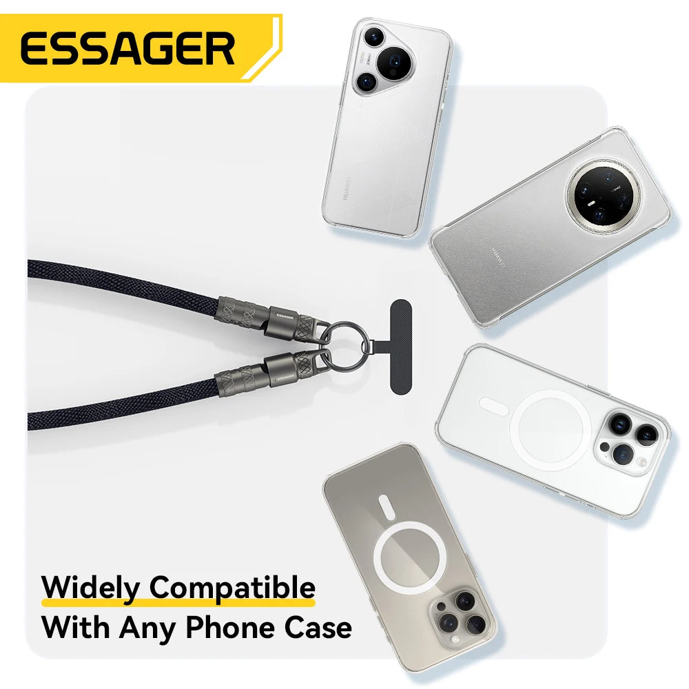 Essager 60W Type C To Type C Fast Charging Cable  For iPhone 16 Xiaomi Huawei  Lanyard  Halter Neck Wrist Multifunctional Cable