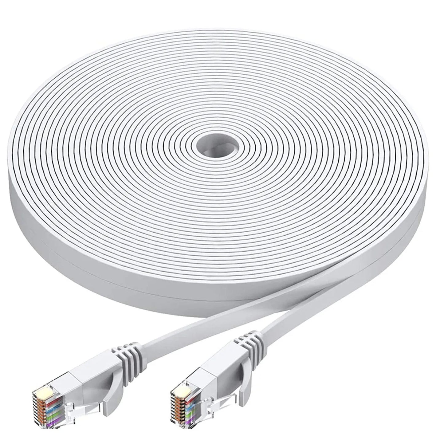 Cat 6 Ethernet Cable 1000M Network, Slim long Flat Internet LAN Patch Cord, Cat6 Solid High Speed weatherproof Cable for Router