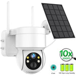 WiFi PTZ Camera Outdoor Wireless 10X Zoom Solar IP Camera 4MP Built-in Battery Video Surveillance Camera Long Time Standby iCsee