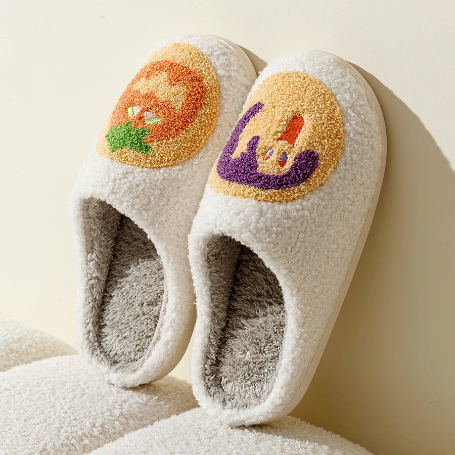 Halloween Cute Pumpkin Cookies Funny Witch Women Slippers Winter Indoor Warm Soft Sole Exquisite Comfy Bedroom Cotton Homeshoes