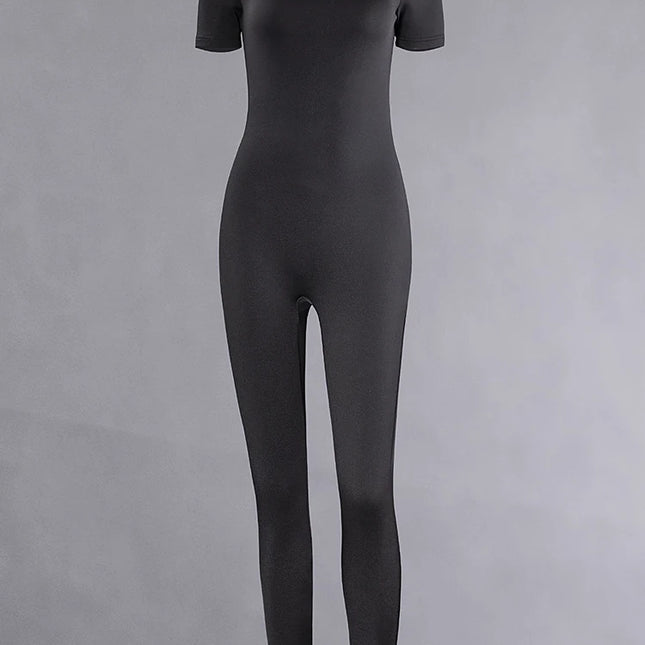 Women's Rompers Short Sleeve Solid Skinny Bodycon Jumpsuits Fashion Sports Fitness Casual Activity Streetwear Overalls