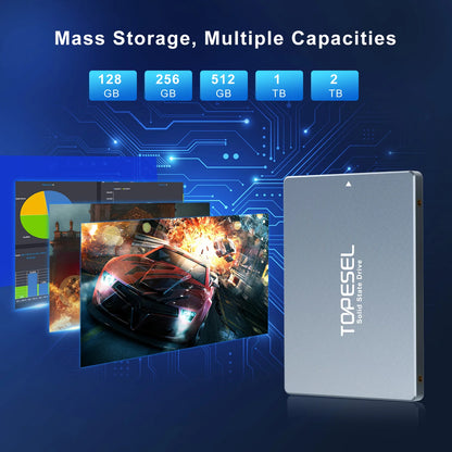 TOPESEL Sata SSD 512GB 256GB SATA3 Internal Solid State Drive 2.5 Inch HDD Hard Disk for Laptop Desktop PC Server
