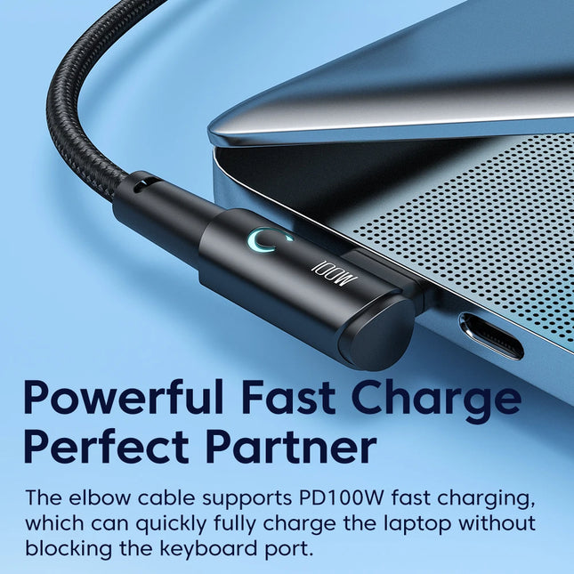 Toocki 90 Degree Elbow USB Type C Cable 100W 5A Fast Charging Data Cord For Huawei Xiaomi Samsung USB C To Type C Cable Gaming