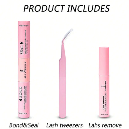 Lash Bond and Seal 10ml Individual Lashes Glue and Seal Super Strong Hold Lash Extension and Lash Glue Remover 5ml Tweezers Kit