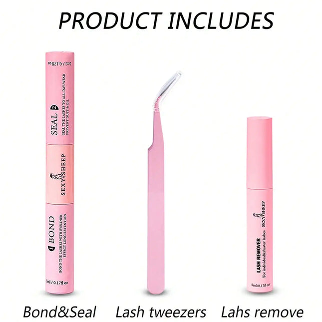 Lash Bond and Seal 10ml Individual Lashes Glue and Seal Super Strong Hold Lash Extension and Lash Glue Remover 5ml Tweezers Kit