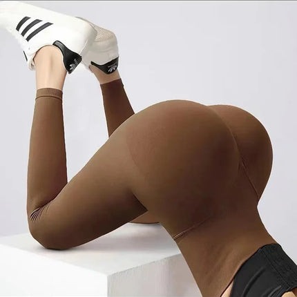 [Seamless Solid Color Yoga Leggings] Solid Color Seamless Yoga Leggings, High Waist Fitness Running Workout Sports Pants, Women'