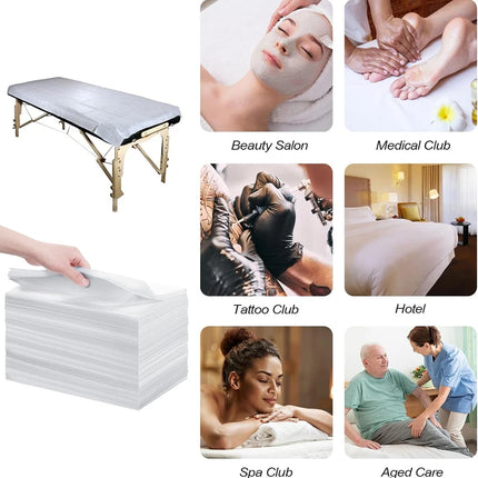 100pcs Disposable White Sheets Salon Massage Table Cover Breathable Non-woven Spa Tattoo Supply Travel Hotel Anti-dirty Bedsheet
