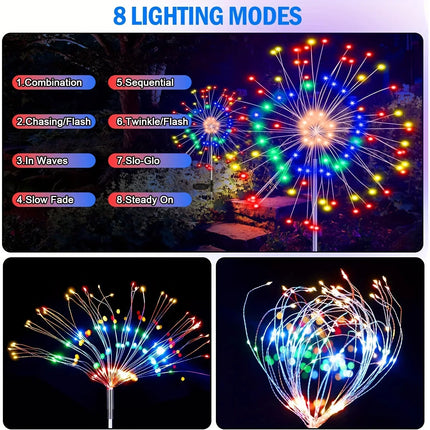 90LED Solar Fireworks Light Outdoor Fairy Garden Lights 8 Lighting Modes DIY Starburst Solar Lamps Holiday Decorative Lights