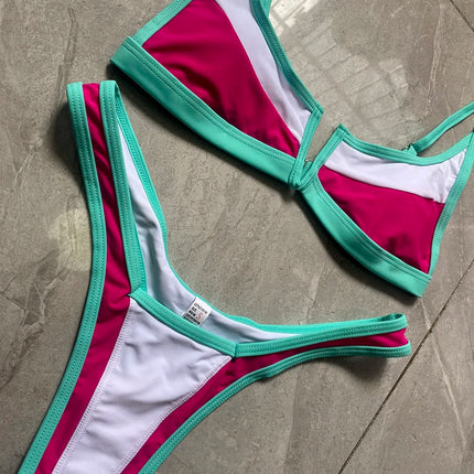 Splicing Denim V Shaped Thong Bikini Women Swimsuit Female Swimwear Two Pieces Bikini Set Bather Push Up Bathing Suit Swim Lady