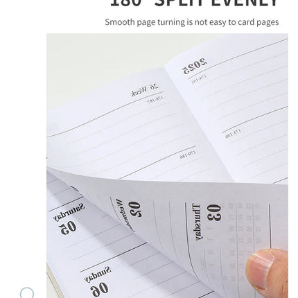 365-Day 2025 Portable A7 Pocket Planner Pu Cover Daily Weekly Schedule Notebook Calendar Journal School Office Supplies Agenda