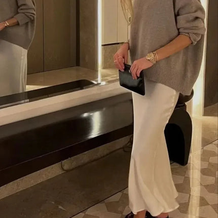 Ladies Satin Skirt Women High Waist Long Skirts For Women Spring Summer Black Midi Skirt Office Lady Elegant Women's Skirts