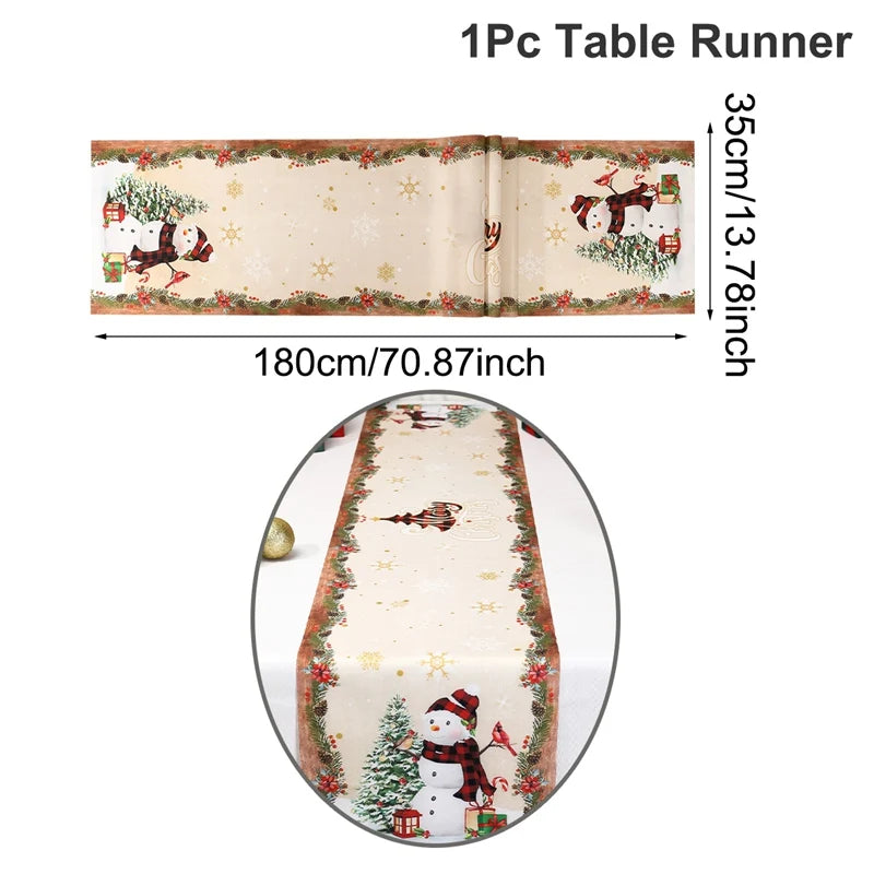 Santa Claus Christmas Table Runner Christmas Decorations For Home 2024 Xmas Table Flag Navidad Noel Gifts New Year Tablecloth
