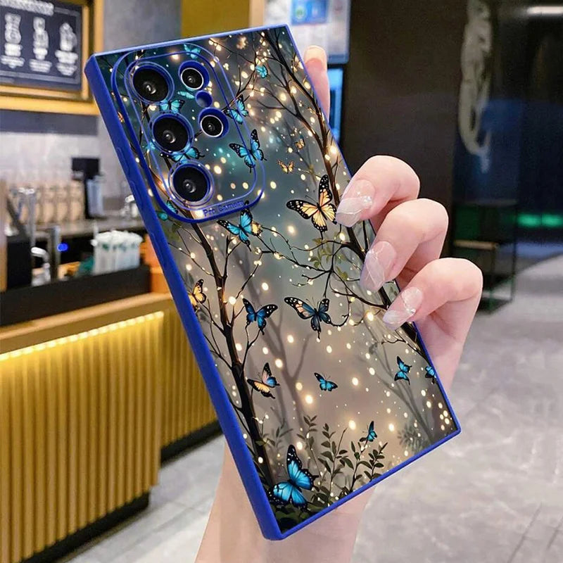 Glow In The Dark Butterfly Phone Case For Samsung Galaxy A06 A16 A55 A54 5G A52 A53 A14 A34 A15 A35 S21 FE S25 S22 S23 S24 Ultra