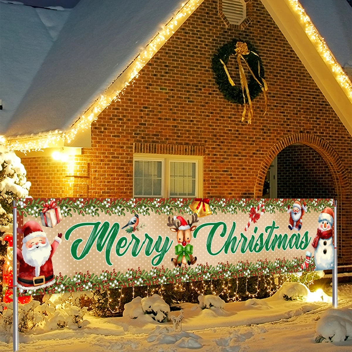 Christmas Outdoor Banner Merry Christmas Decorations For Home 2024 Navidad Kerst Xmas Decor Noel Kerst Happy New Year Gift 2025