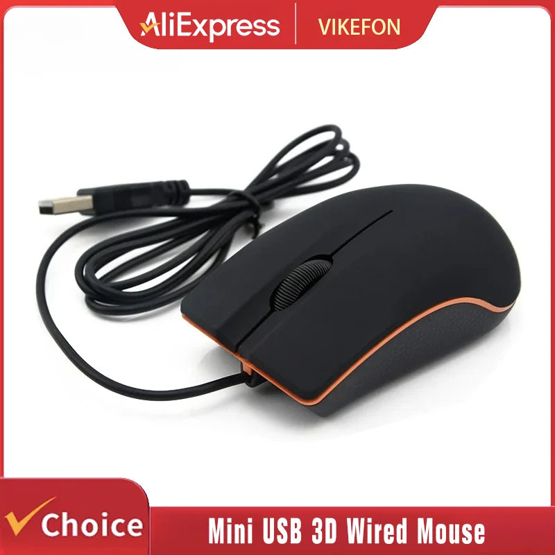 Mini USB 3D Wired Mouse Optical 1200 DPI Gaming Mice For Laptop Notebook PC Desktop Computer For Macbook Ultra Thin