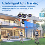 10K 20MP Four Screen Outdoor WiFi Cam PTZ 5X Zoom Night Vision Four Lens 10K Wireless CCTV Surveillance Cam Security Protection