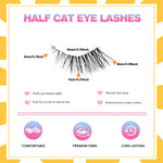 Half eyelashes, natural appearance 10 pairs of thick cat eyelashes 10mm Wispy eyelashes with short false eyelashes 3D04-10F