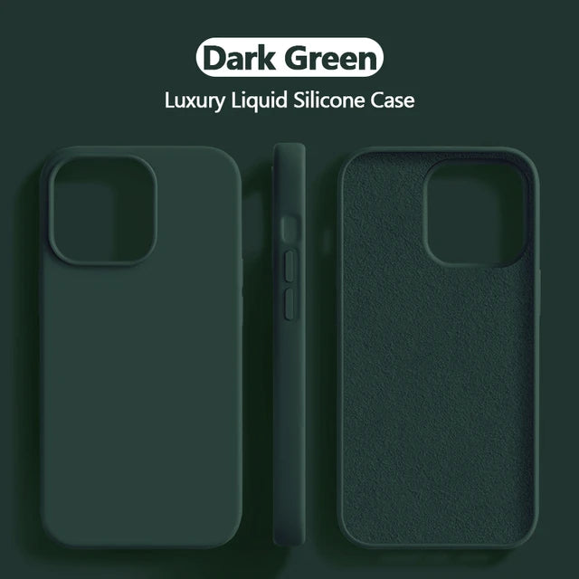 Original For iPhone 15 14 13 12 11 Pro Max Mini Case Liquid Silicone Soft Cover XR X XS 8 Plus Shockproof Protective Phone Cases