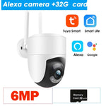 6MP Tuya WiFi Camera Outdoor 2.4G/5G Wifi Surveillance Camera Security Protection CCTV Smartlife Onvif  Alexa Google Video Cam