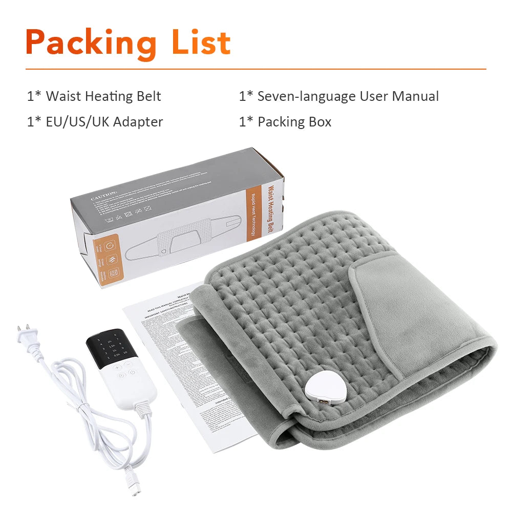 Electric Heating Waist Belt Warm Thermal Pad Office Home Temperature Control Waist Belt Warming Back Hand Warmer