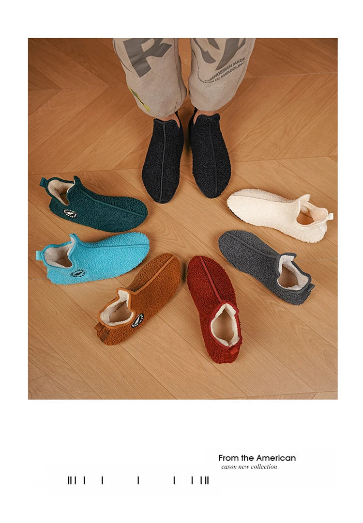 Winter Slippers Men Couples Slippers Non-slip Warm Women and Men Slipper Indoor Soft Shoes Comfortable Flat Home Cotton Shoe