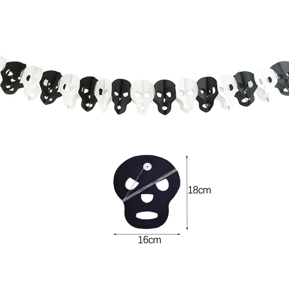 Halloween Hanging Banner Garland Bunting Pumkin Ghost Bat Paper Banner Door Hanging Ornaments Halloween Xmas Party Decoration