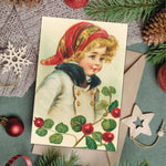 12pcs Vintage Christmas Greeting Cards Set Santa,Elk,Xmas Tree Postcard Set,Note Cards Small Card,Perfect Vintage Christmas Gift