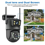 8MP WiFi Camera PTZ Dual Screens Auto Tracking Night Vision CCTV Surveillance Camera Outdoor 4MP Security IP Camera icsee