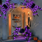 8 Modes Halloween Spider Web Lights Glow Waterproof LED Spider Net Triangle Hanging Scary Giant Spider Party