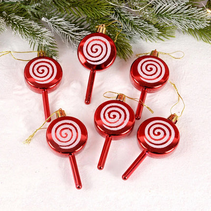 6pcs/box Christmas Tree Pendant Red Star Candy Snowflake Xmas Ball Ornament New Year 2025 Home Decoration Noel Gift Navidad 2024