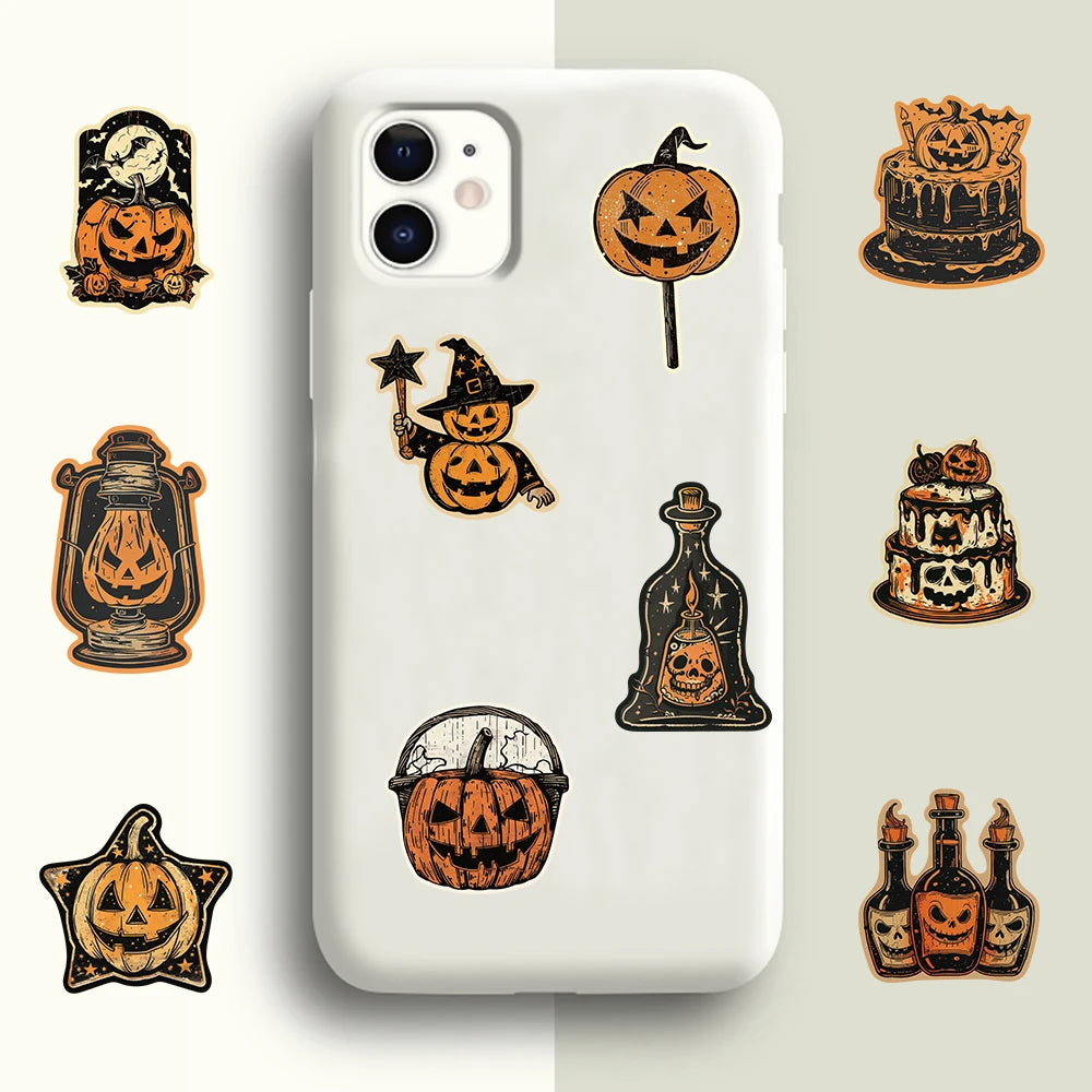 50/100PCS Retro Halloween Stickers Terrifying Pumpkin Luggage Phone Graffiti Laptop Wall Scrapbook Motorcycle DIY Kids Gifts
