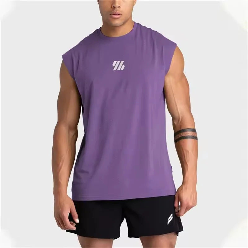 2025 Summer new Gym Vest Men broad shoulder Sleeveless Sports Tank Top quick-dry mesh Fitness T-shirt Running Tank Top men tops