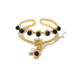 WILD & FREE Trendy Stainless Steel Rings for Women Creative Natural Stone Crystal Charms Aesthetic Adjustable Ring Jewelry