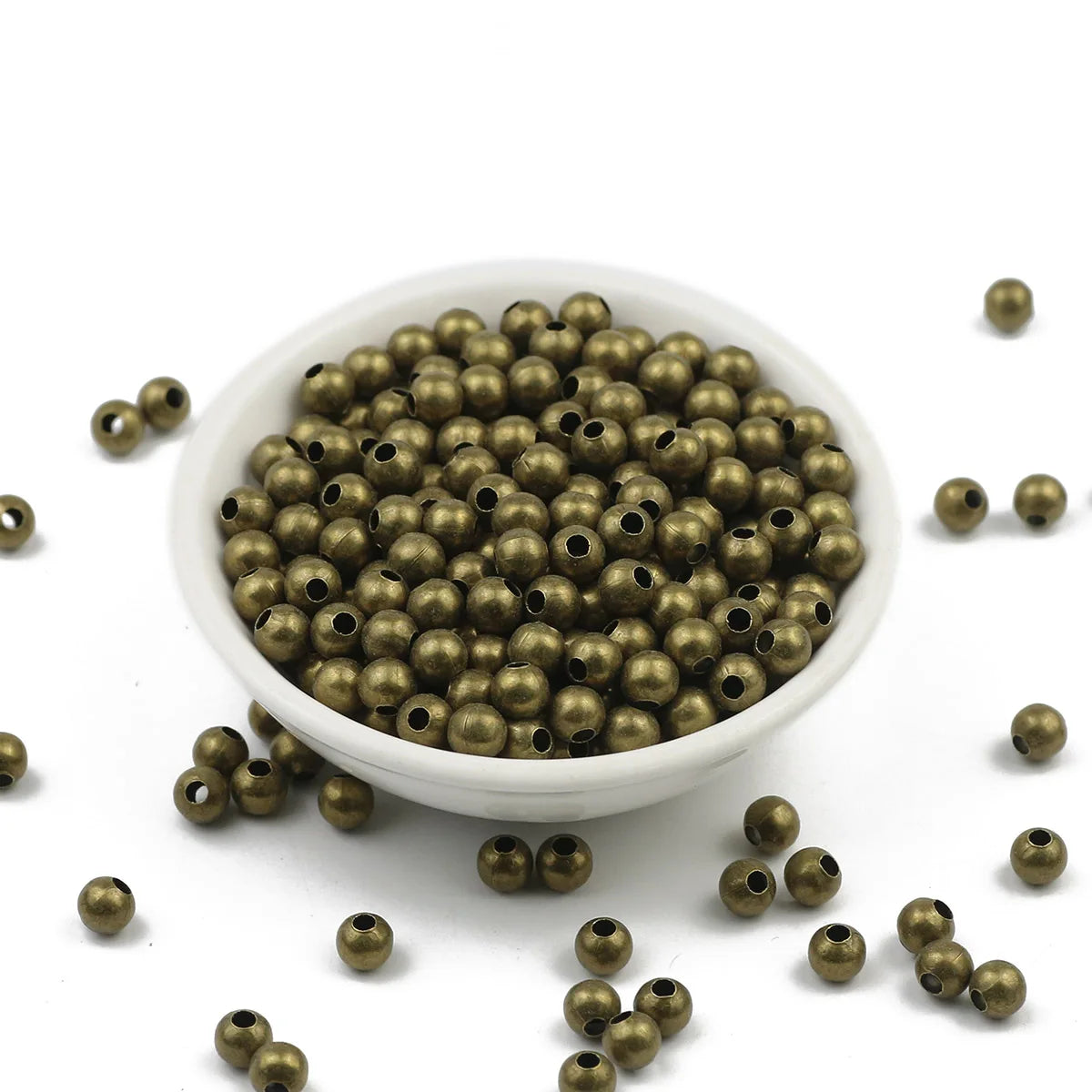 JHNBY Gold Plated Metal beads 2/3/4/5/6/8MM Round Iron Spacer Loose Beads For Jewelry Bracelets Necklace Making DIY Accessories
