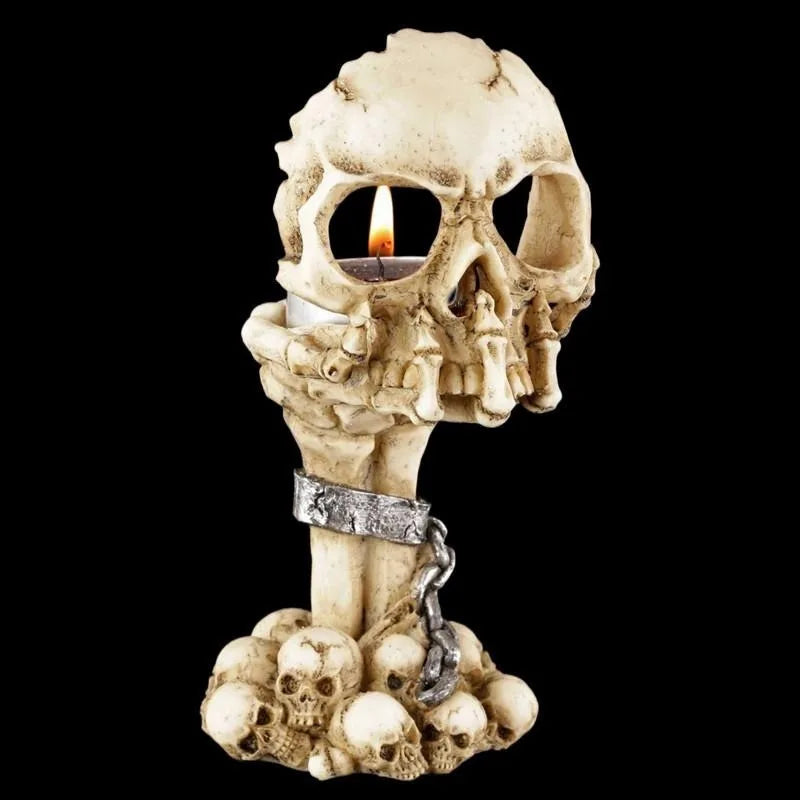 Spooky Tealight Candle Holder Halloween Decorations Horror Skeleton Candle Holders Resin Candlestick Gothic Style Home Decor