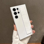 Luxury Ultra-Thin Matte Elastic Silicone Wrist Strap Shockproof Case For Samsung S25 Edge S24 S23 Ultra Plus PC Hard Clear Cover