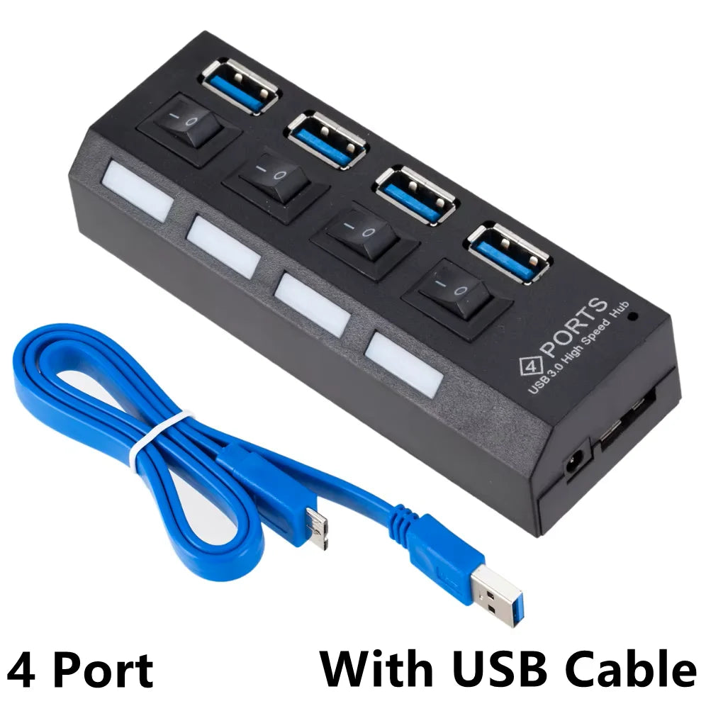 USB 3.0 Hub USB HUB Splitter Multi USB 3.0 Hub Multiple 4/7 Port Hub Splitter With Power Adapter Computer Accessories Hub For PC