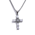 Yhpup Delicate Colorful Bling Cubic Zirconia Cross Pendant Stainless Steel Luxury Necklace High-Grade Fashion Shiny Jewelry Gift
