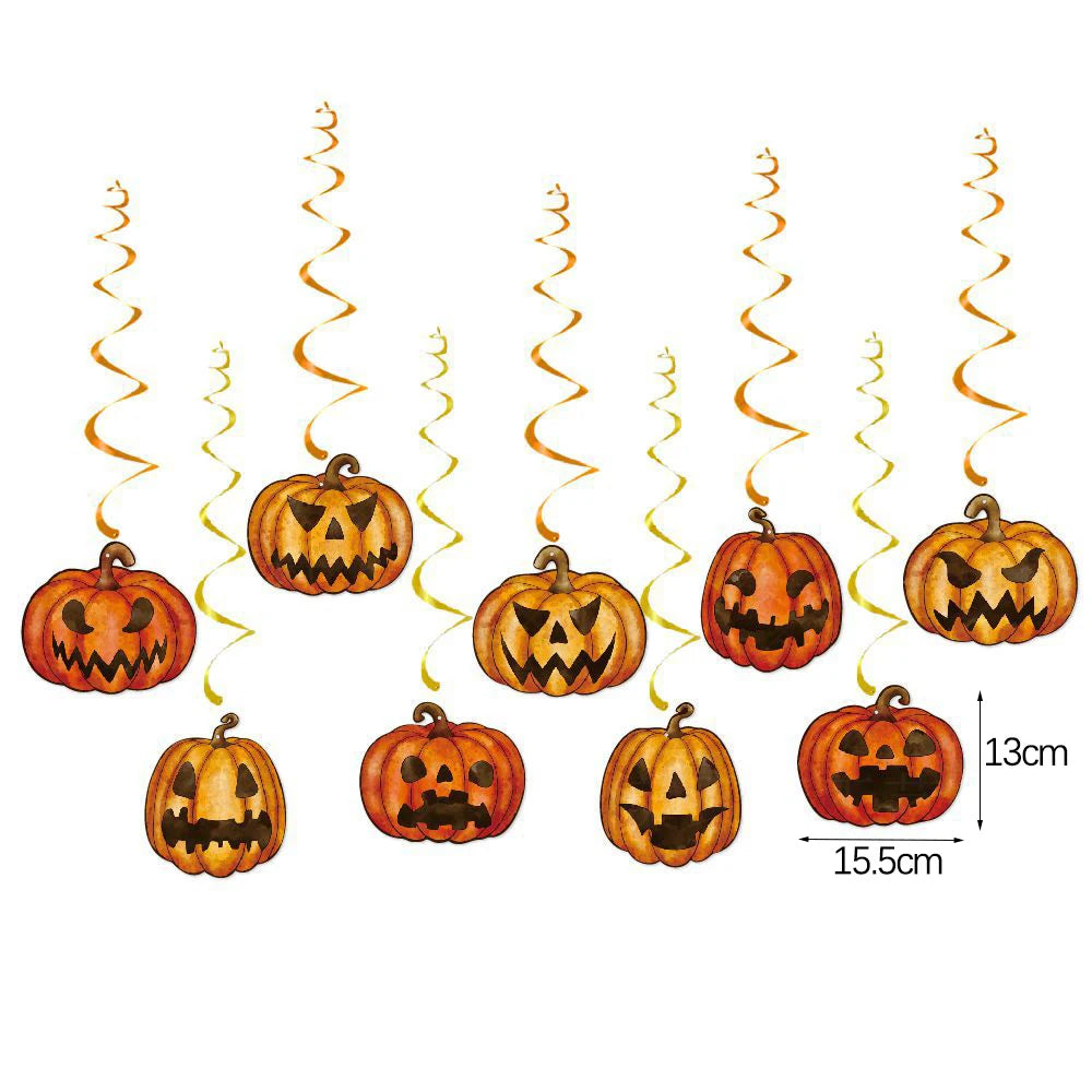 Halloween Hanging Banner Garland Bunting Pumkin Ghost Bat Paper Banner Door Hanging Ornaments Halloween Xmas Party Decoration