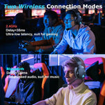 Wireless Gaming Headset with Detachable Noise Cancelling Microphone,2.4G Bluetooth-USB-3.5mm Wired Jack 3 Modes for Multi-device