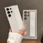 Luxury Ultra-Thin Matte Elastic Silicone Wrist Strap Shockproof Case For Samsung S25 Edge S24 S23 Ultra Plus PC Hard Clear Cover