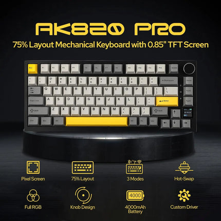 Ajazz AK820/AK820Pro gaming mechanical keyboard Bluetooth 5.1/Wireless/wired c custom keyboard with heat exchange sealed button