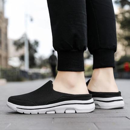 2024 Summer new breathable mesh shoes outdoor non-slip walking shoes comfortable sandals men half slippers casual loafers 35-48