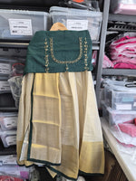 Kerala Half Saree Set – Emerald Green