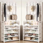 Clothes Hanger Multi-Layer Shoe Rack Doorway DIY Hat and Shoes Shelf Simple Floor-Standing Living Room Organizer Storage Racks